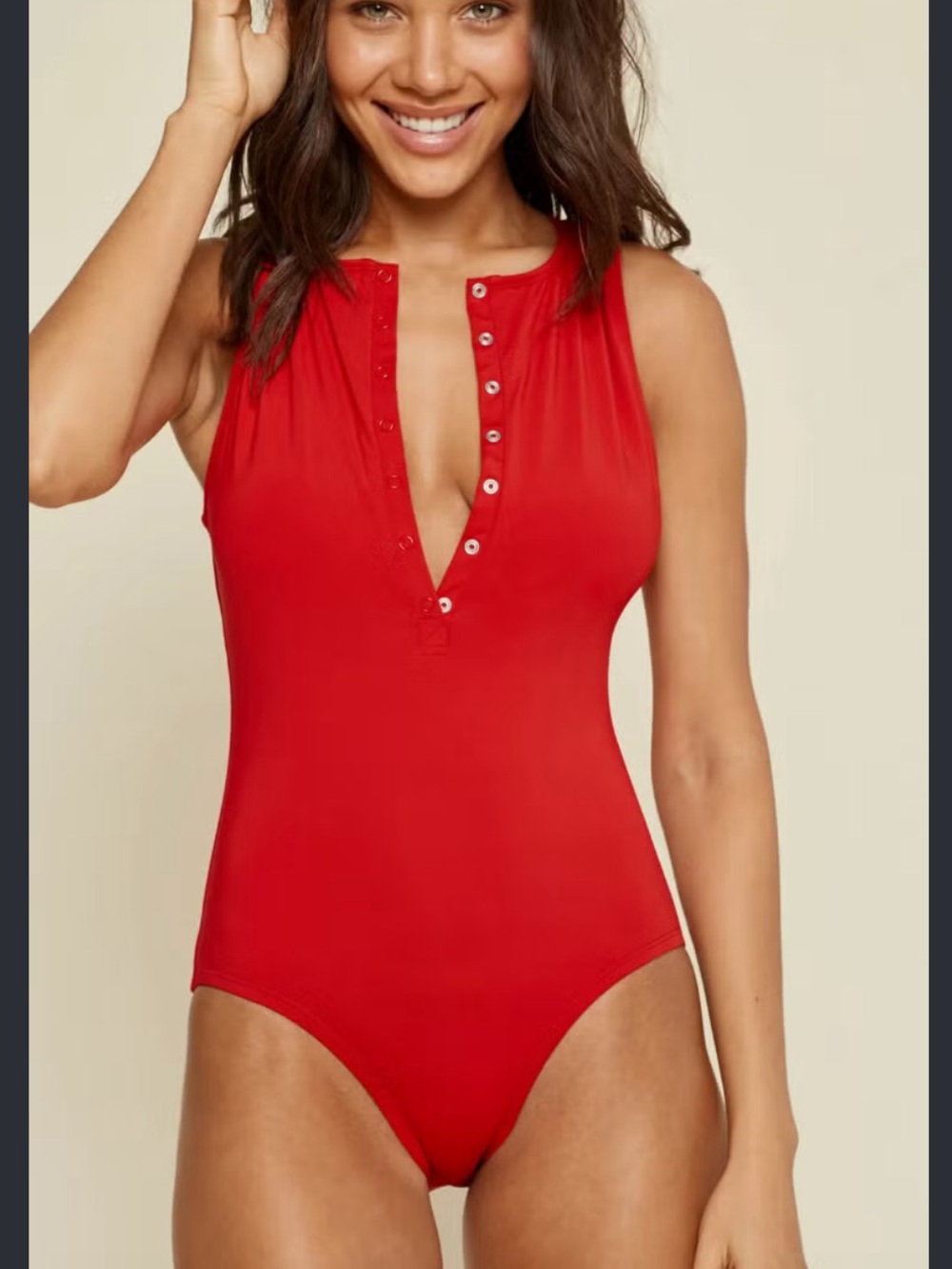 Andie Malibu Ribbed One-Piece Swimsuit in Bright Red